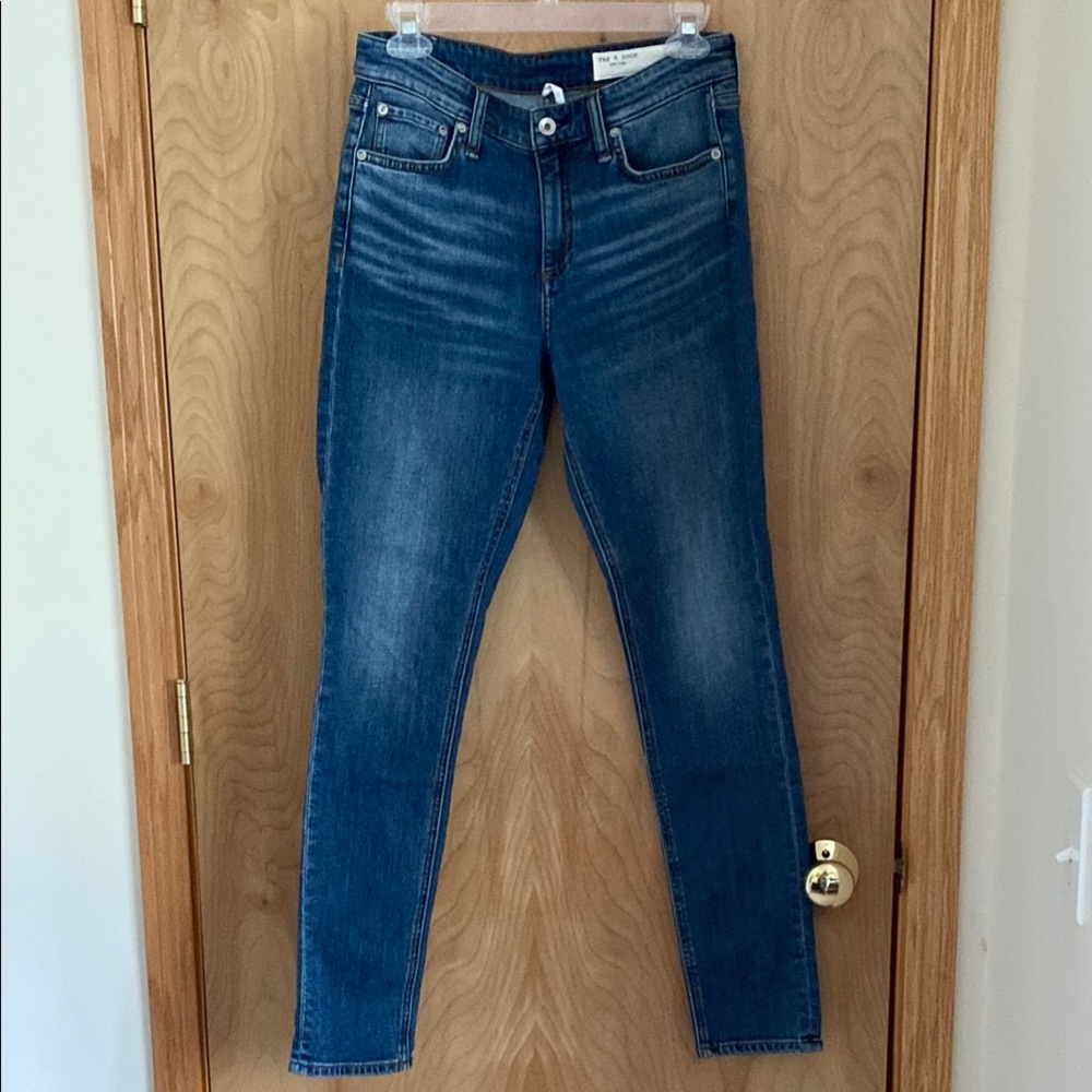 Rag & Bone Cate Mid  Rise Skinny Blue Jeans with Stretchy Fit